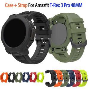 Amazfit T-Rex3 Pro 48MM용 실리콘 케이스 + 밴드 T-Rex 3Pro 48MM 베젤 프레임용 스트랩 커버 보호