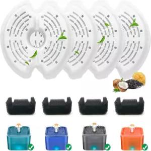 카틀리캇치 4팩 고양이 분수 필터 스펀지 4개 포함 67온스/2L 반려동물 식수대 반려견 정수기용 교체