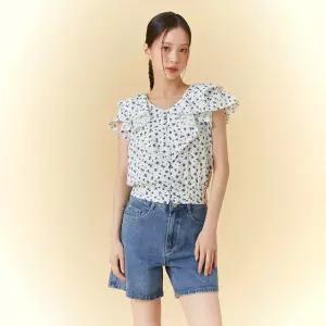 꽃프린트 프릴카라 블라우스 AQ2WB56A