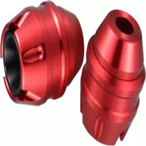 모토포르티 1쌍 낙하 방지 포크 프레임 슬라이더 모터사이클 앞 충돌 캡 CNC 알루미늄 합금 레드 롱래스팅