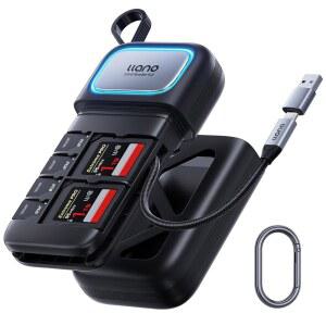 llano F15 2-in-1 고속 SD /Micro 카드 리더 어댑터(UHS-II 지원) 홀더 케이스 내장 슬롯 스토리지 Android PC 노트북 듀얼 USB Type-C 3.2 Gen1