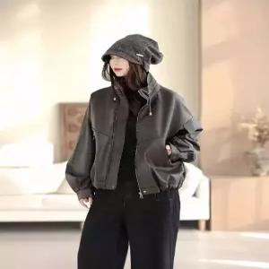 빈티지 캐주얼 코트 가죽 스트링 차이나 여성패션 재킷 DL1