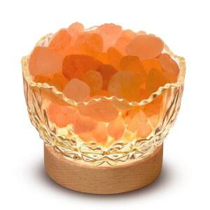 HSLZOMI 히말라야 소금 램프, 핑크, 나무 조절, 강도 베이스, US 조명 10단계