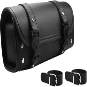 메키코울 오토바이 공구 가방 범용 안장 자전거 및 액세서리용 스트랩이 조절 가능한 방수 PU 가죽 핸들바