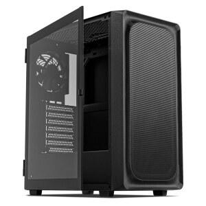 다크락 EC2 블랙 ATX 미드 타워 PC 케이스 타입-C 레디 50 시리즈 그래픽 카드 강화 유리 측면 패널 최대 8 x 120mm 쿨 팬 1 360mm 라디에이터 사전 설치 지원