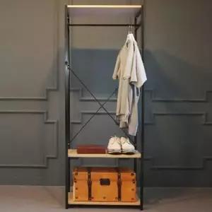 블랙 선반 옷걸이 수납장 조립 의류 옷장 행거 이지