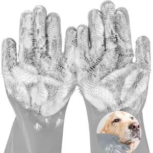 털갈이 및 목욕용 개 세척 장갑 - 고양이를 위한 5손가락 탈착 마사지 재사용 가능한 내열성 실리콘 브러시