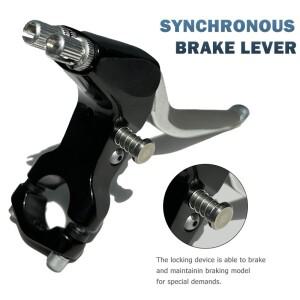 듀얼 풀 자전거 합금 브레이크 레버 4 손가락 왼쪽/오른손 긴 잠금 가능 동기식 2개 케이블