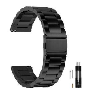 풀모사 시계줄 남성 퀵 릴리스 스테인리스 스틸 교체 메탈 체인 폭 16mm 18mm 19mm 20mm 22mm 24mm 블랙