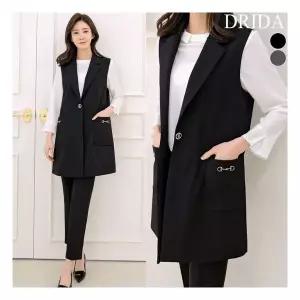 엄마옷 여성 정장 조끼 빅사이즈 장식 롱 베스트 50-60대 상견례