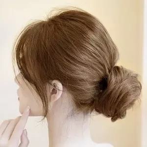 인모 올림머리 곱창밴드 가발 생머리 라이트브라운 WFLOULG