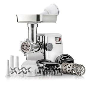 STX 인터내셔널 터보포스 3000 시리즈 5-in-1 전기 미트 그라인더 | 3000W 최대 3단 속도 크기 #12 연삭판 5개 스테인리스 스틸 블레이드 3개 소시지 스터퍼 큐브 메이커 등 포함
