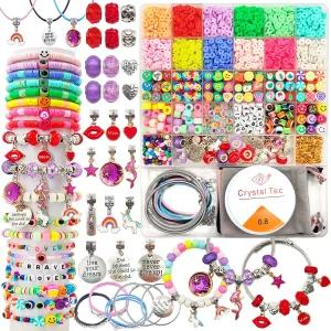 Leitait 소녀 장난감 팔찌 만들기 키트 - 3000개 참 주얼리 용품 부활절 바구니 스터퍼 유니콘/인어 공예