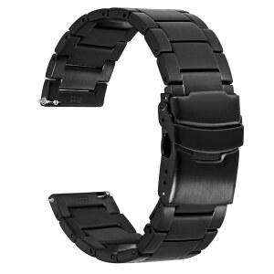 남성 WOCCI 22mm 헤비 듀티 메탈 시계줄 316L 스테인리스 스틸 이중 잠금 디플로이먼트 걸쇠(블랙)