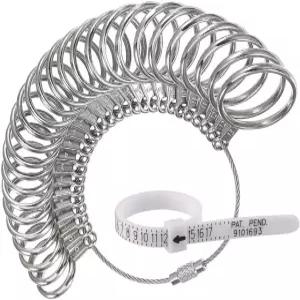 쥬얼리 사이즈 스테인리스 스틸 링 0-13 핑거 측정 도구 게이지 세트 원형 모델 재사용 가능 벨트 포함