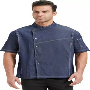 난슨 셰프 코트 재킷 데님 의류 남성용 긴 반팔 레스토랑 주방 요리 유니폼 CFM0086