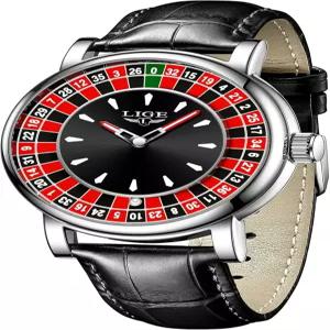 SACOSDING 남성용 시계 유니크 룰렛 스타일 쿼츠 아날로그 45MM 빅 페이스 합금 방수 발광 정교하고