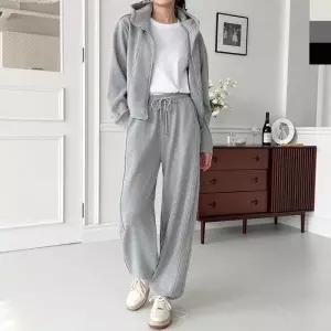 [179st.w]여자 투웨이 포근 기모 후드집업 라인 와이드 트레이닝 세트 GBB FW1053W