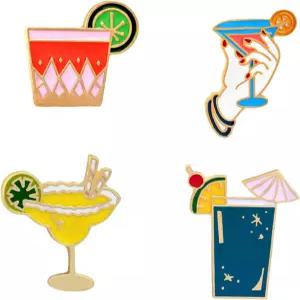 여성용 드유엠 칵테일 와인 잔 브로치 핀 트렌디 귀여운 유리병 파티 모자 가방 수트 참 주얼리 선물