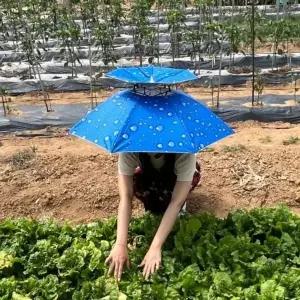 [하프클럽/]머리에 쓰는 우산 모자 중형 블루 햇빛 가리개