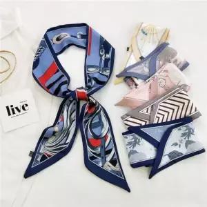 [하프클럽/]여성 미니 스카프 실크 머플러 두른 가벼운 쁘띠