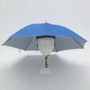 [하프클럽/]머리에쓰는우산모자 햇빛가리개 모자형 중형블루