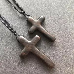 차량 인테리어 나무 교회 십자가 목걸이 에보니 소형
