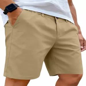 플레판 남성 코튼 5/7 인심 반바지 캐주얼 클래식 핏 엘라스틱 허리밴드 여름 트윌 치노 골프 드레스 쇼트