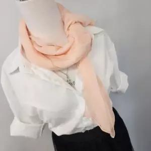 머리띠 살구빛 쉬폰 롱 스카프
