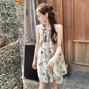 민소매 여름 나시 원피스 슬리브리스 플라워패턴 미니원피스