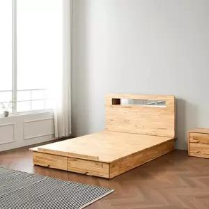 발밑 세로 서랍형 럭셔리 참죽 통원목 슈퍼싱글 침대(SS) 심플 모던 디자인