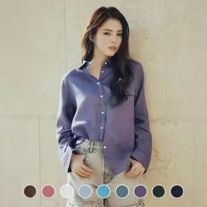 백화점 지오다노 여성 여름 쿨 썸머 내츄럴 린넨100 마 긴팔 남방 셔츠 345518