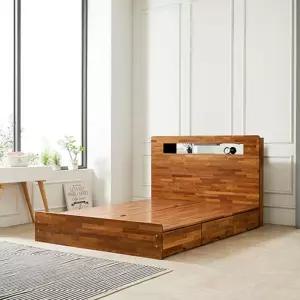 고급 진한 멀바우 원목 3칸 수납 서랍형 슈퍼싱글 침대(SS) 혼수 1인 자취