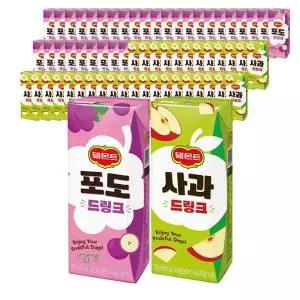[셀러허브]롯데 델몬트 포도 드링크팩 190ml X 32팩+사과 32팩 주스 (S19348191)