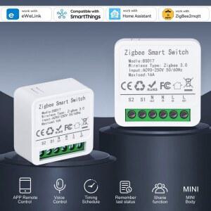 호환 16A ZigBee 스마트 스위치 모듈 eWeLink App SmartThings 용 DIY 스마트 차단기 릴레이 Alice Alexa Google 홈 어시스턴트 Zigbee2MQTT