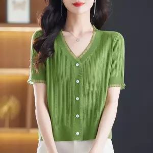 지니코코 여성용 니트 여름 코트 티 레이스 숏탑 카디건 반팔 셔츠 롱루즈핏 여아웃사이즈어 ADOR2