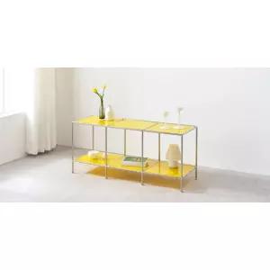 힙한 컬러투명유리 미드센츄리 스타일 긴 콘솔 테이블(120cm 12색) 좁은