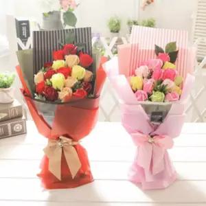 (CO) 러블리로즈부케 레드 데이 코튼로오즈 꽃다발 비누장미 부케 선물용