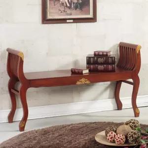 유럽풍 엔틱 금색 문양 2인용 벤치 체어의자 / 거실 현관 형 예쁜 평 벤취