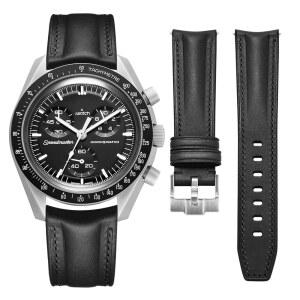 게탈리아 이탈리아 풀 그레인 야채 무두 가죽 시계줄 곡선 스트랩 오메가 X 스와치 문워치 스피드마스터 20mm 시계 교체 밴드 남성 여성