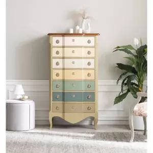 파스텔컬러 디자이너블 장식용 7단 콘솔 원목서랍장 / 옷장 예쁜 소품 우드