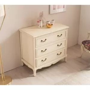 미드센츄리 클래식 화이트 원목 3단 서랍장(90cm) 선반 수납 긴 옷장 우드