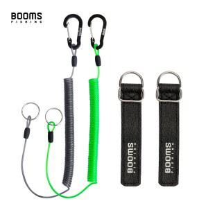 Booms Fishing T01 2M 낚시 코일 끈 로드 벨트 캠핑 카라비너 도구가있는 보트 로프