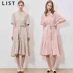 [리스트] 와이드 칼라 게더 플리츠 원원피스