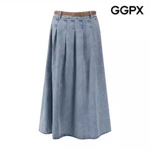 [GGPX]백 밴딩 벨트 세트 아코디언 데님 스커트 (GQ1SK013F)