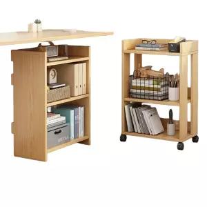 북트레일러 책꽂이 이동식 웜화이트 정리함 트롤리 책장