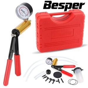 수동 진공 압력 펌프 브레이크 유체 키트, 피스톨 테스터 휴대용 내구성 알루미늄 게이지, 2 in 1