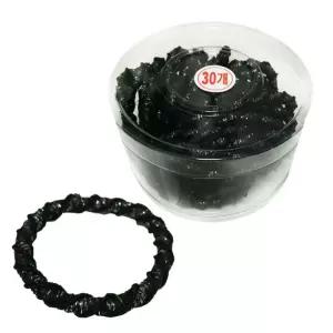 이지심플 꽈배기 반짝검정고무줄 30P 코사지통 머리끈 헤어밴드