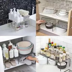 길이조절 미니선반 주방정리 욕실정리 신발정리대 그룻정리대 접시선반 냄비선반