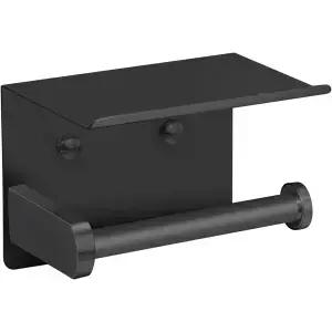 휴대폰 선반이 있는 VAEHOLD 셀프 접착 화장지 홀더 스테인리스 벽걸이 롤 방청 및 욕실 화장실 휴지 블랙